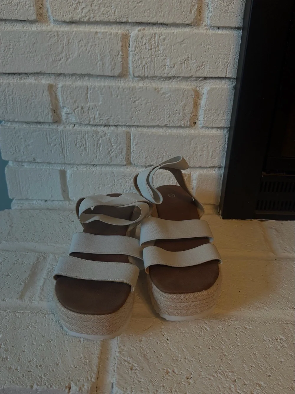 Women’s Cream Platform Sandals with Strappy Espadrille Design